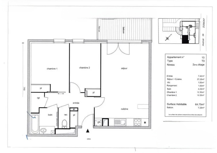 property Appartement 3 pièces 64 m²
